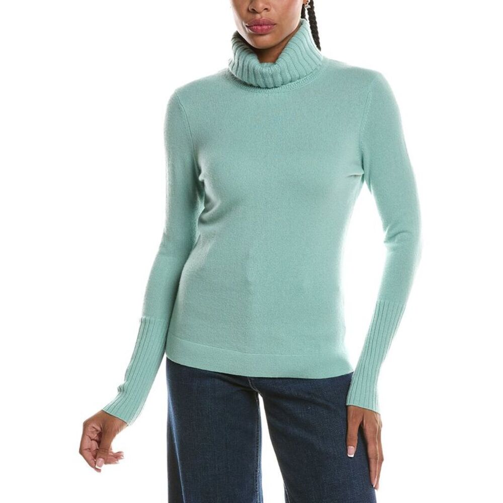 Forte Cashmere Womens  Chunky Trim Turtleneck 100% Cashmere Sweater